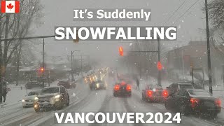 Winter Snow Storm: 4K DRIVING in Vancouver Canada - Vancouver Snowfall on Jan 11 2024