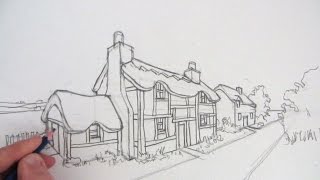 How to Draw a Cottage House in Two-Point Perspective