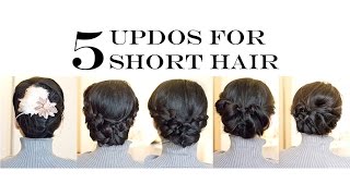 How-To for Short/Medium Hair | 5 Easy Updo Hairstyles (No-Heat)