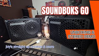 SOUNDBOKS GO 📦 Unboxing & Wireless Stereo Sound Demo 🔉🔉 New USB Battery Without Cable or Charger 😒