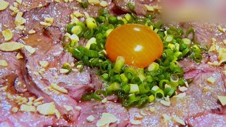 特選霜降り和牛サーロイン炙りユッケ🎉🌟🍾🍀🥩