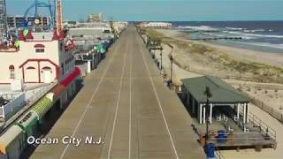Deserted Ocean City Beach and Boardwalk during Coronavirus Pandemic in 2020