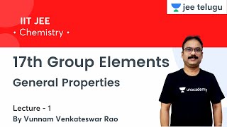 17th Group Elements |General Properties | L1 | IIT JEE | JEE Telugu | Vunnam Venkateswar Rao