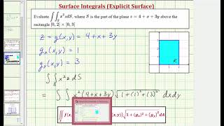 774 Example Evaluate a surface integral basic explicit surface plane over a rectangle