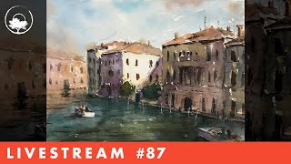 Painting Buildings & Water in Watercolor - LiveStream #87