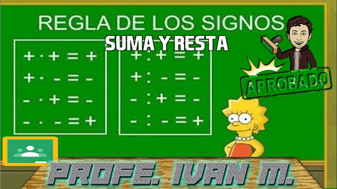 Regla De Los Signos Para La Suma Y Resta - YouTube