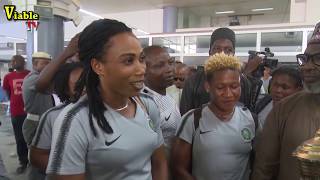 December To Remember : Super Falcons Land In Abuja With 9TH AWCON Trophy