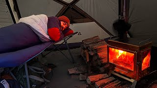Winter Camping In Dome Hot Tent (-15º)