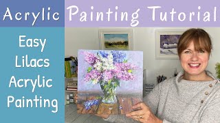 Using A Scourer To Paint Acrylic Lilacs In A Vase