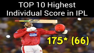 Top 10 Highest Individual Score in IPL 2008-2021 | Gayle 175