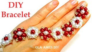 How to Make Beaded Bracelet| DIY Jewelry| Bracelet Making Using Pearls| Pulsera de Perlas| Ola ameS