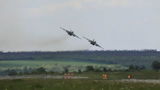 Russian Su-25 destroys fortified positions and equipment of Ukrainian army