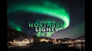 Unbelievable northern lights real time footage 4K - Tromsø, Norway