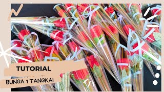 DIY MEMBUAT BUKET BUNGA 1 TANGKAI / SINGLE ROSE BOUQUET / KADO HARI GURU LOW BUDGET