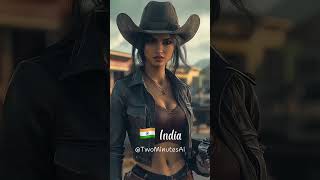 Countries as women of cowboy Ep.4🤠  Colombia, India, Venezuela, Panama  #twominutesai #woman #ai