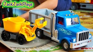 Pretend Play with Toy Trucks! | Dump Truck, Kinetic Rock Crusher & Forklift Toys | JackJackPlays