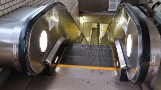 【後ろ向き撮影】JR線 東京メトロ九段下駅　エスカレーター東芝　Escalator  back