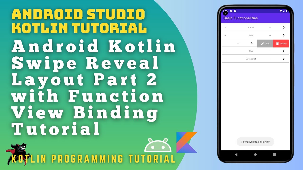 Swipe To Reveal Kotlin Tutorial 2023 - Part 2 - YouTube