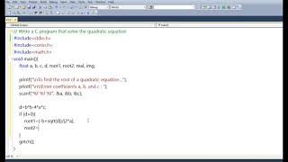 C Program Quadratic equation