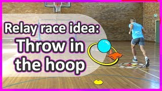 Relay race: Underarm throwing › Bean bags in the hoop | Teaching fundamentals of PE (K-3)