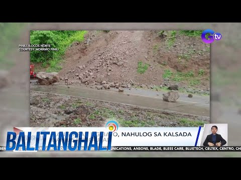 Ilang tipak ng bato, nahulog sa kalsada dahil sa pag-ulan Balitanghali