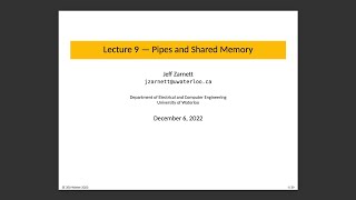 SE 350 Lecture 9: Pipes and Shared Memory