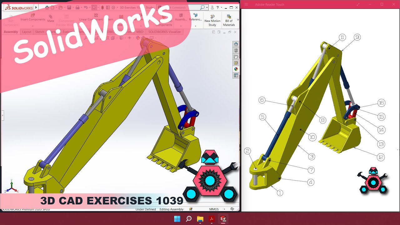 SolidWorks | 3D CAD EXERCISES 1039 | StudyCadCam | Solution Tutorial ...