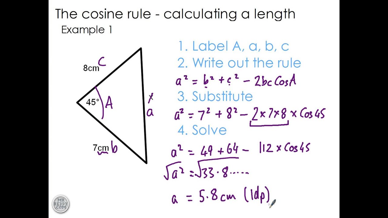 Using The Cosine Rule To Find A Length - YouTube