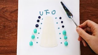 🛸UFO🛸 Landscape Acrylic Painting on Mini Canvas Step by Step #307｜Satisfying Demo