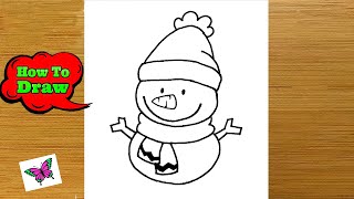 How to Draw a Snowman | Drawing Cartoon Snowman | Christmas Snoman Drawing