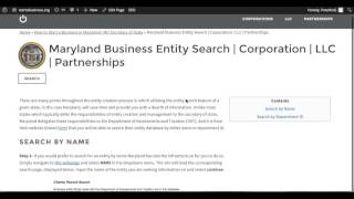 Maryland Business Entity Search | Corporation | LLC | Partnerships