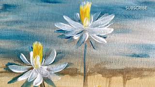 How to paint waterlilies in acrylic paints. Easy painting demonstration tutorial or beginners. Fun!