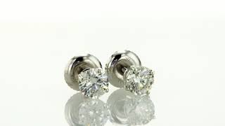 Diamond Stud Earrings Round 0.86 Carat F SI2/I1 14K White Gold