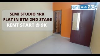 Semi furnished studio flat in btm  |BTM LAYOUT | makana serenity RMS