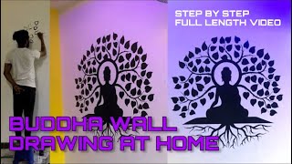 Buddha painting at home | Buddha wall drawing | Buddha wall decorating ideas