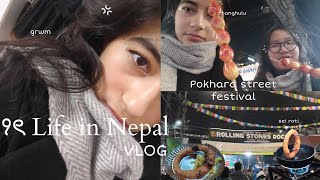 Life in Nepal🇳🇵🥟 || solo shopping, lakeside street festival, sisters chaos, GRWM, street food🍓