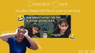 Shaf Reaction to sua plays human falls flat & goose goose duck 🐥 | 라이브 시청은 혼란 스럽습니다