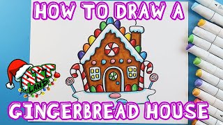How to Draw a GINGERBREAD HOUSE!!!