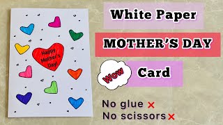 White Paper Mother’s Day Card🥰without scissors & glue 🥰/ Easy DIY Greeting Card idea for MOM😍