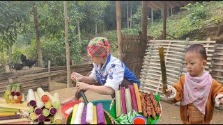 go cut bamboo to make bamboo rice and pick up the children