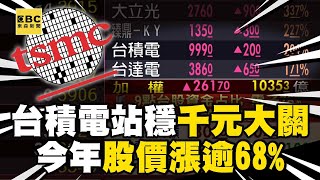 台積電正式登「千元大關」創歷史新高！股價漲逾68%「持一張不賣大賺逾40萬元」@newsebc