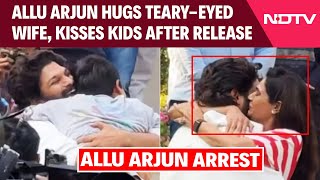 Allu Arjun Hugs Teary-Eyed Wife Sneha Reddy, Kisses Kids After Spending A Night In Jail