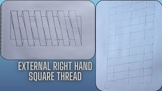external right hand square thread// engineering drawing