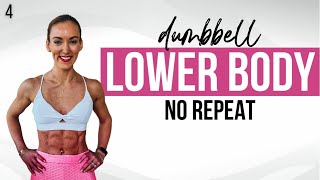 💥 40 Min Legs, Thighs & Glutes Workout at Home With Dumbbells | No Repeats | Strong 4