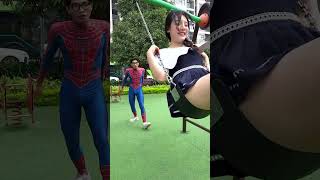When Spider-Man helps his girlfriend push the swing😂 #shorts