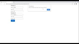 Compare two objects and its values with the help of HTML/Javascript