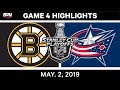 NHL Highlights | Bruins vs. Blue Jackets, Game 4 – May 2, 2019