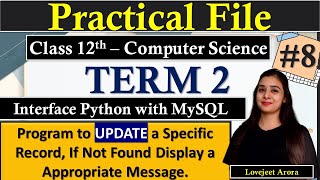 Program to Update records in MySQL table using Python | Practical File Class 12 Computer Science