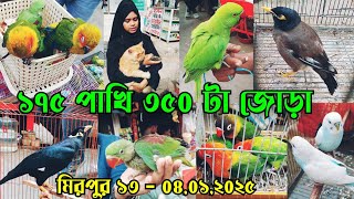 চন্দনা টিয়া বেবি,টিয়া,শালিক,ময়না পাখির দাম || মিরপুর ১৩ পাখির হাট || Mirpur 13 pakhir hat