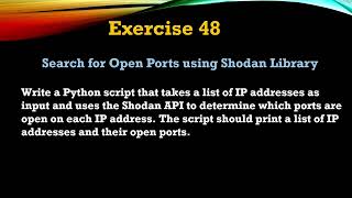 #48 Exercise - Python Shodan API Tutorial: Scan IP Addresses for Open Ports #python #script